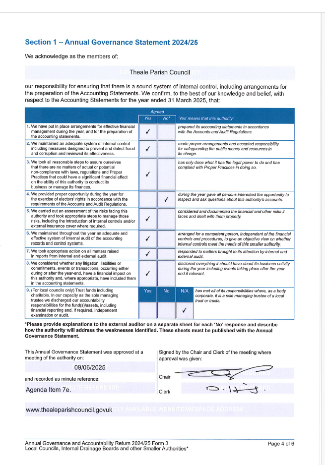 Annual Governance & Accountability Return (AGAR)
