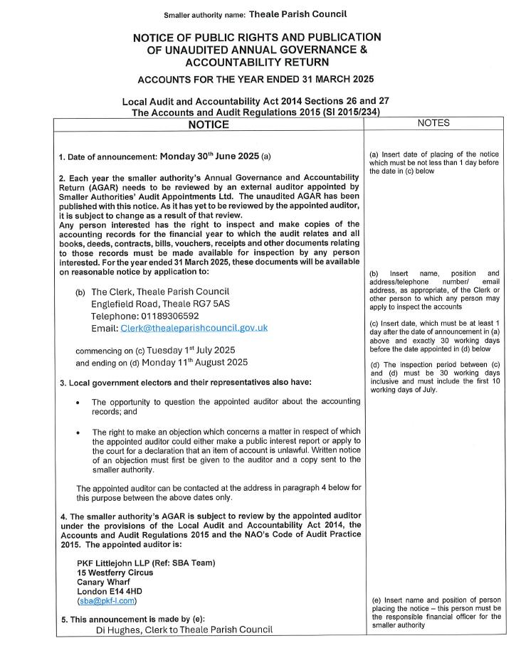 Annual Governance & Accountability Return (AGAR)